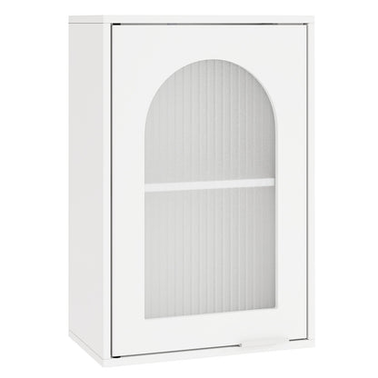 Bathroom Wall Cabinet with Tempered Glass Door and Adjustable Shelf-White