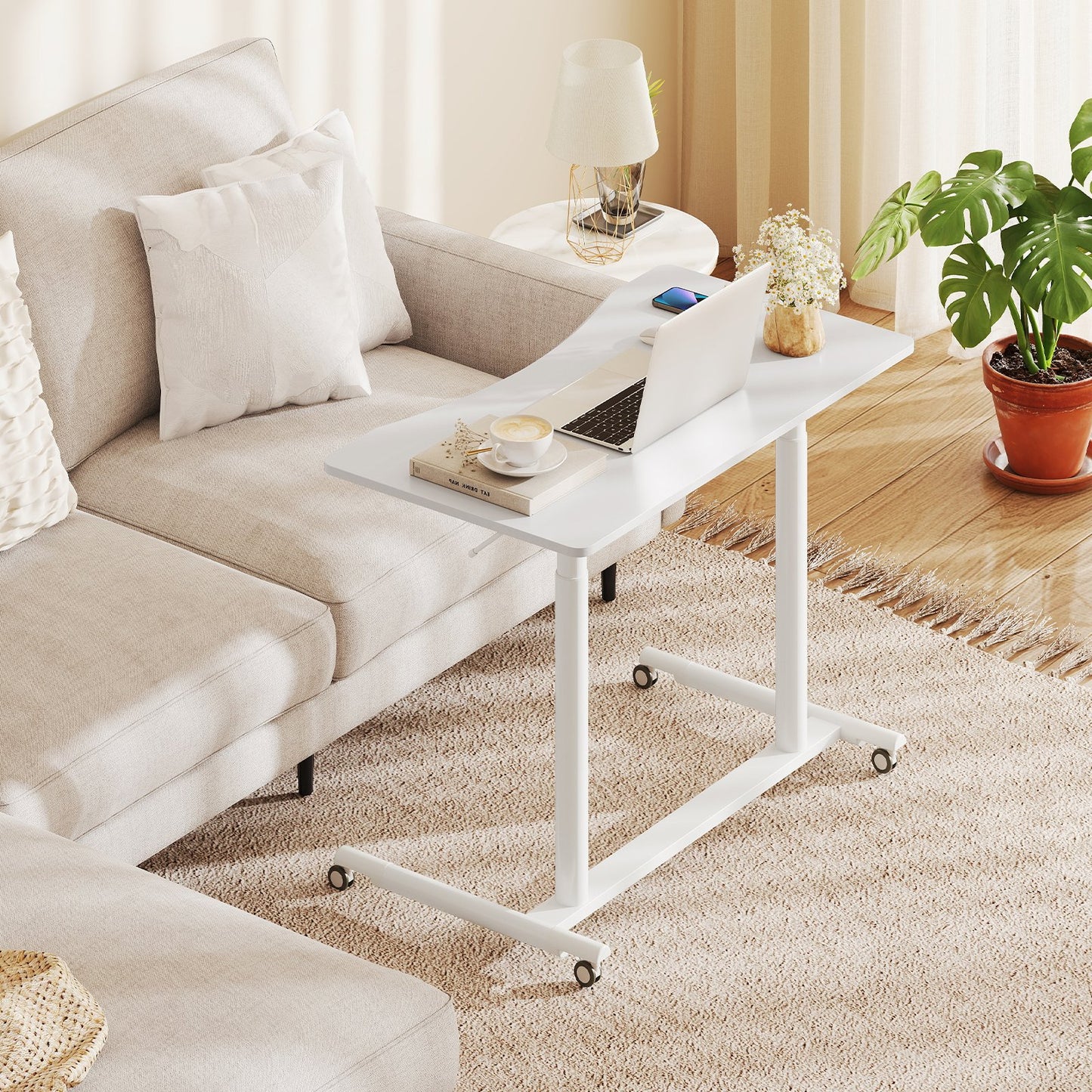 Height Adjustable Computer Desk Sit to Stand Rolling Notebook Table -Black