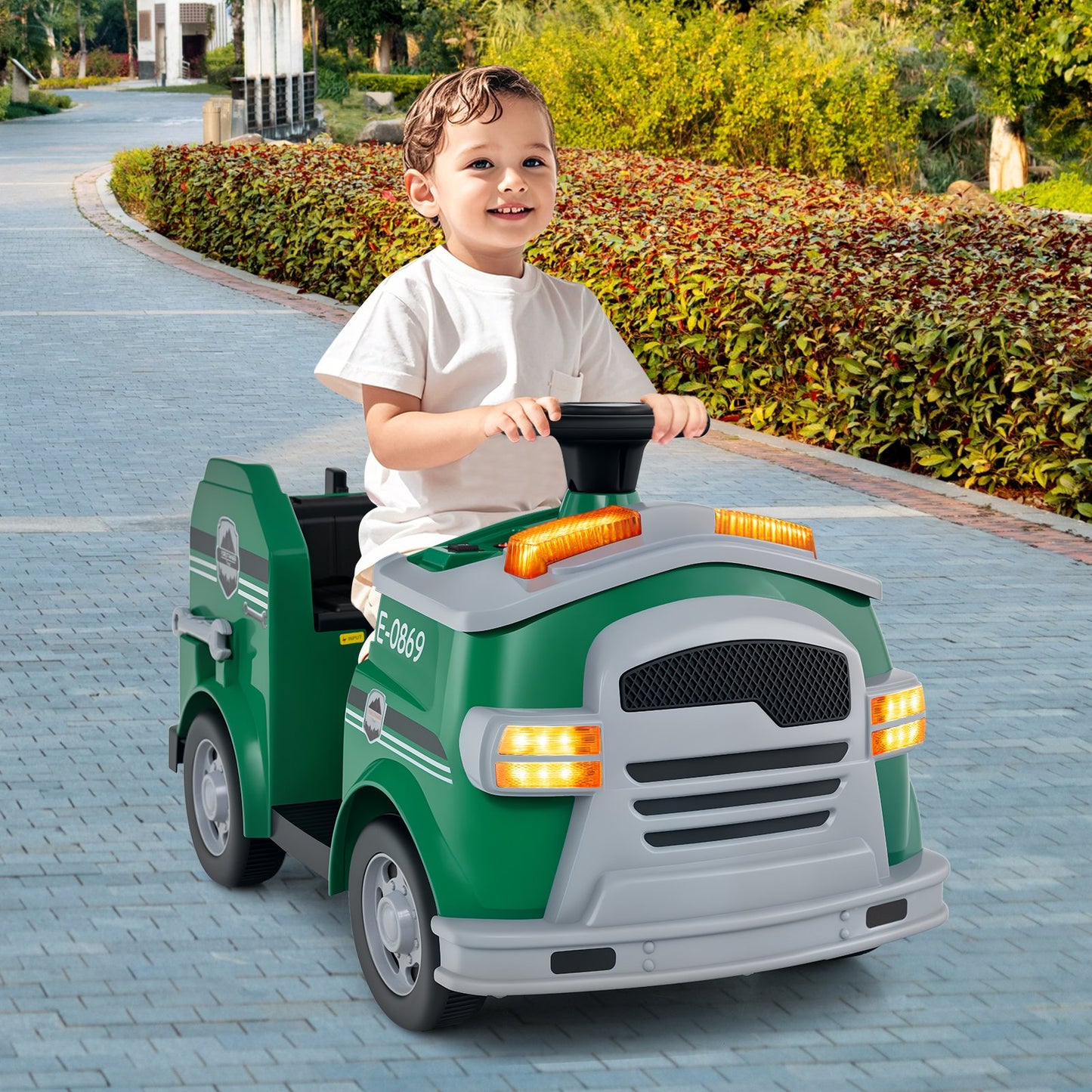 Toddler Fire Toy Car with Shovel and Wrench for Ages 37-95 Months-Black