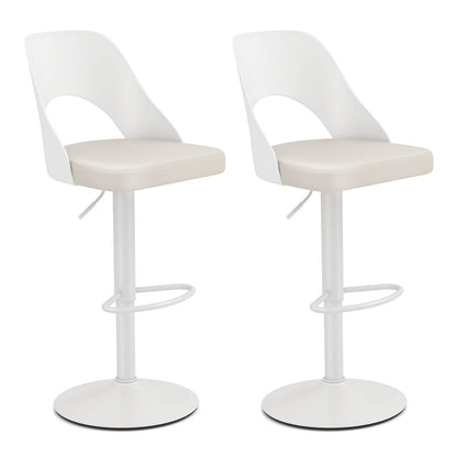 Bar Stools Set of 2 with Enlarged PU Leather Seat and Footrest-Black