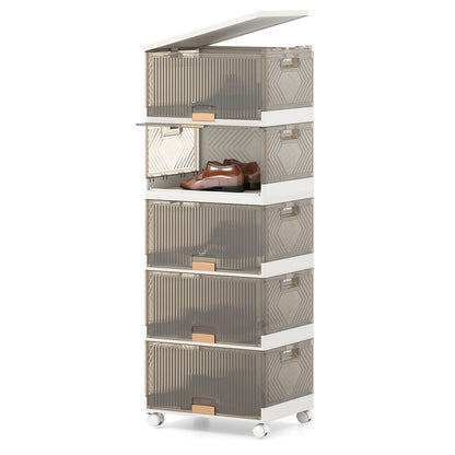 3/4/5/6-Cube Stackable Storage Bins with Detachable Wheels-4 Cube