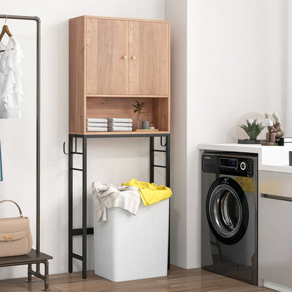 Over The Toilet Storage Cabinet with 2 Doors and Adjustable Shelf-Black