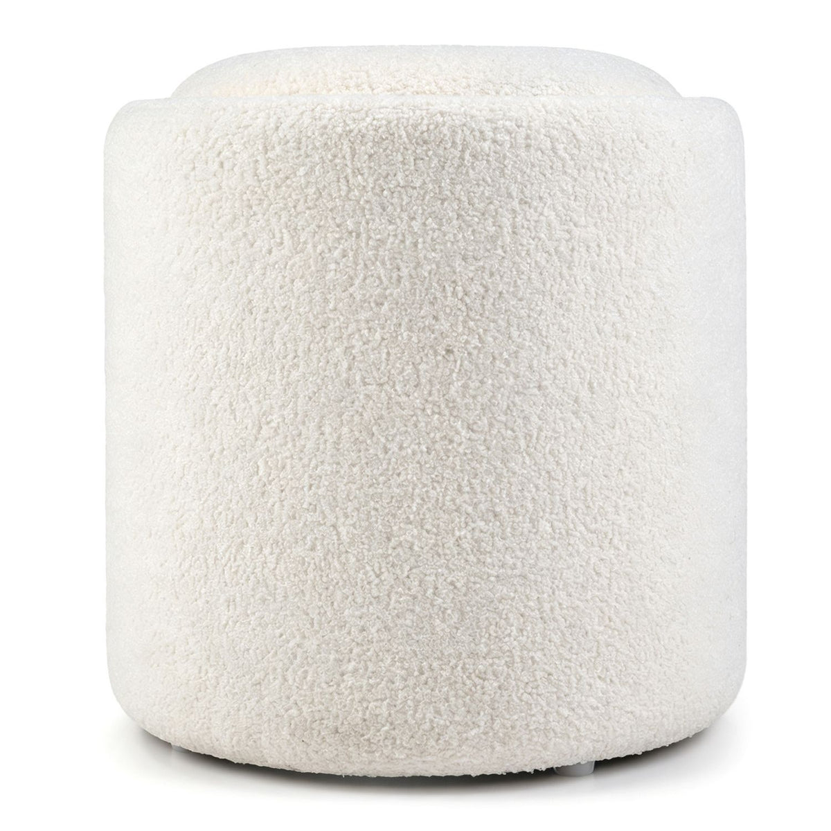 Beige 17-inch round storage ottoman with flipping lid, ideal for living room organization and seating.