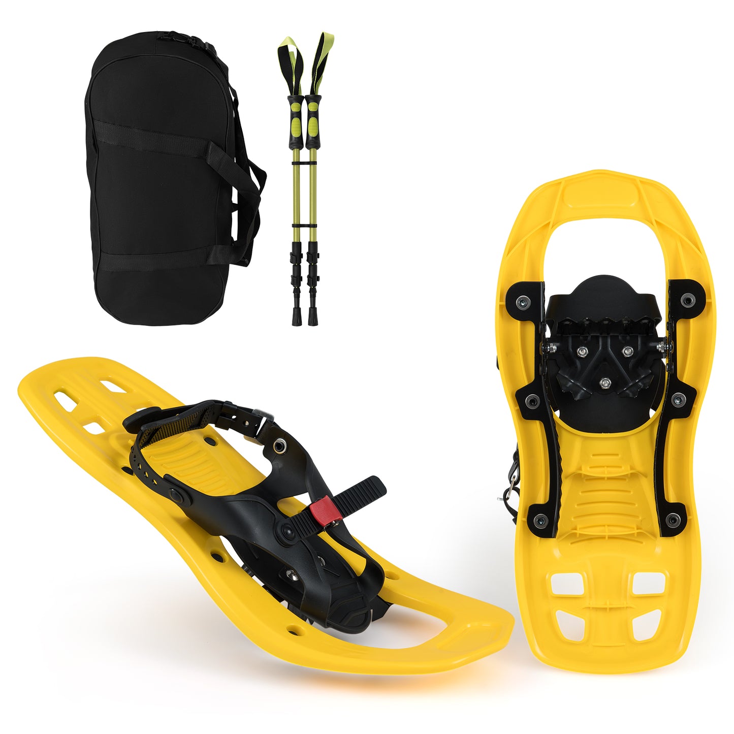 17” Kids Snowshoes with Telescoping Trekking Poles-Yellow