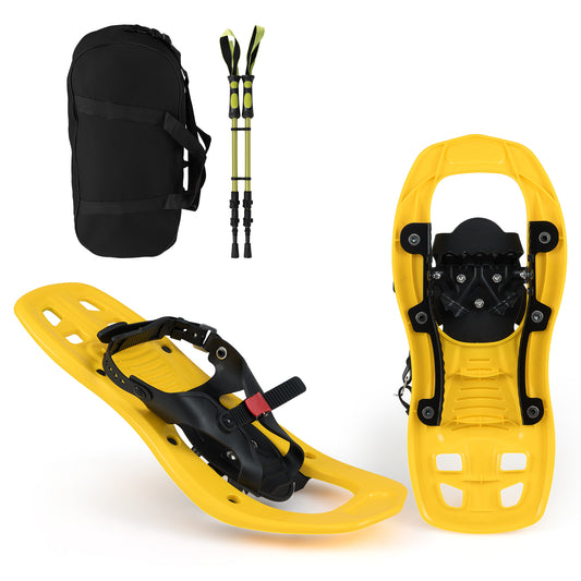17” Kids Snowshoes with Telescoping Trekking Poles-Yellow
