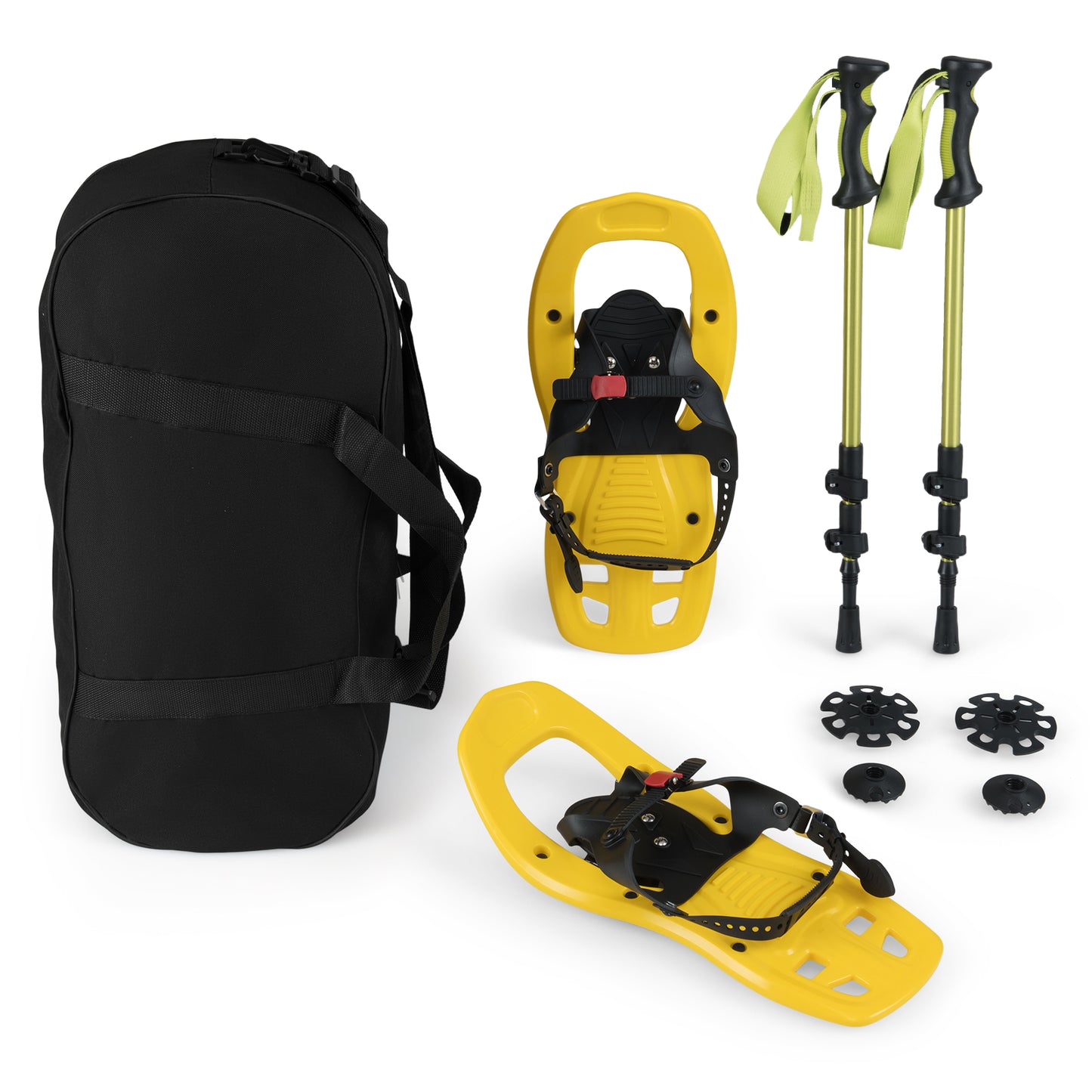 17” Kids Snowshoes with Telescoping Trekking Poles-Yellow