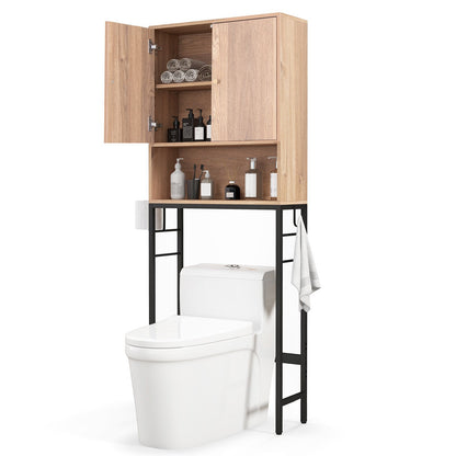 Over The Toilet Storage Cabinet with 2 Doors and Adjustable Shelf-Black