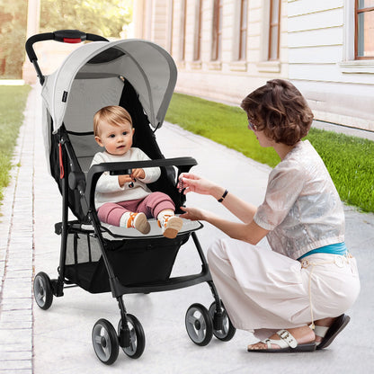 Toddler Travel Stroller for Airplane with Canopy and Adjustable Backrest-Black