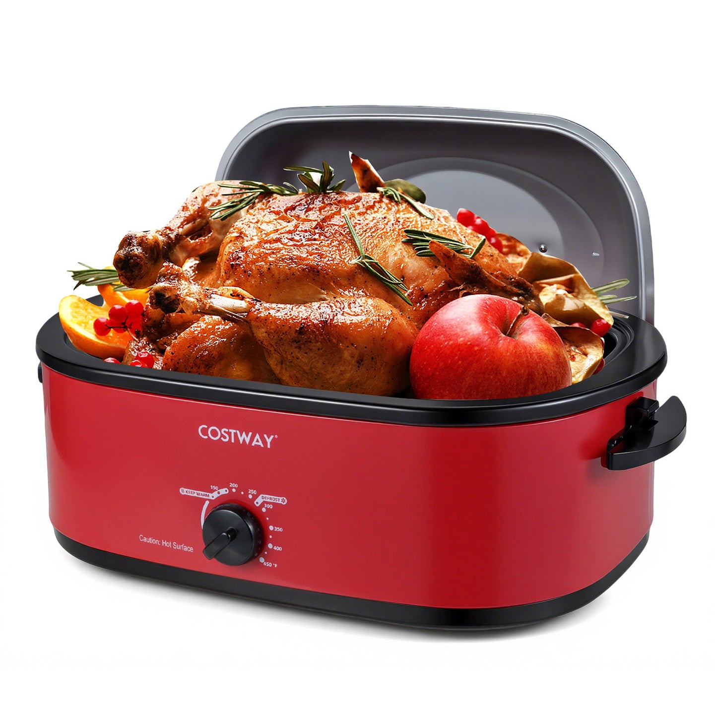 18QT Electric Roaster Oven with Self-Basting Lid Turkey Roaster with Removable Pan-Black