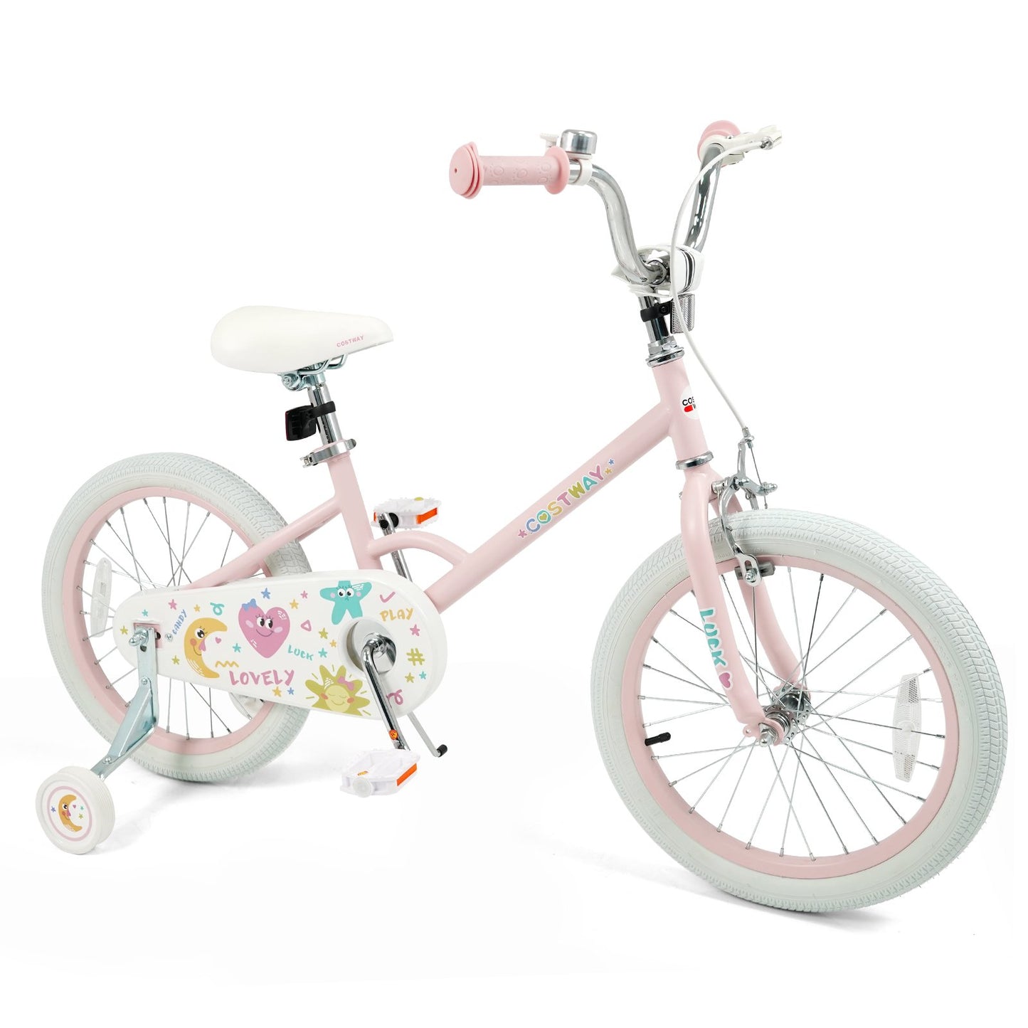 12 Inch Kids Bike Adjustable for 3-8 Years Old Children Pink - Stars & Moon