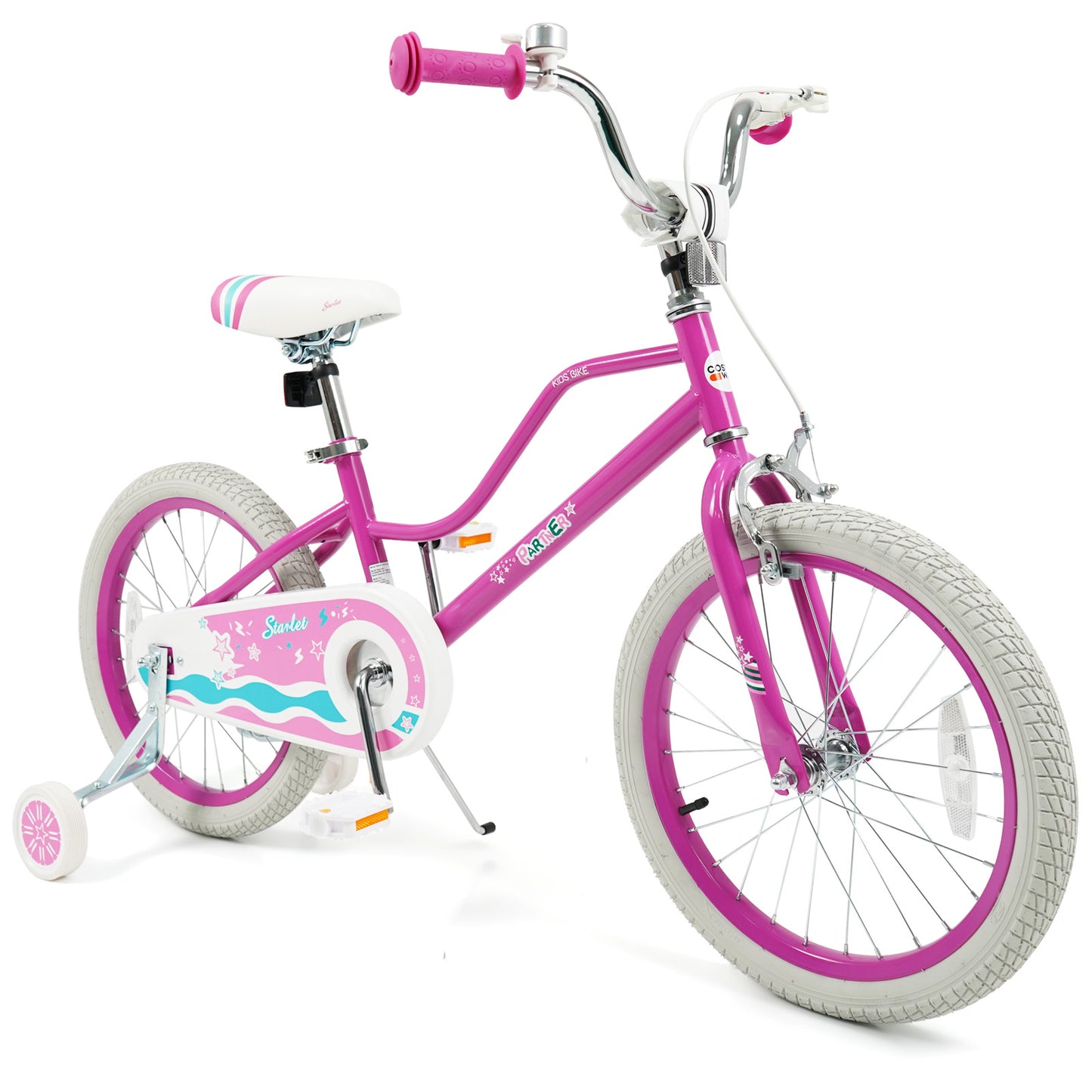 18 Inch Kids Bike for Aged 3-8 Years Old with Adjustable Handlebar Pink- Starlight Wave