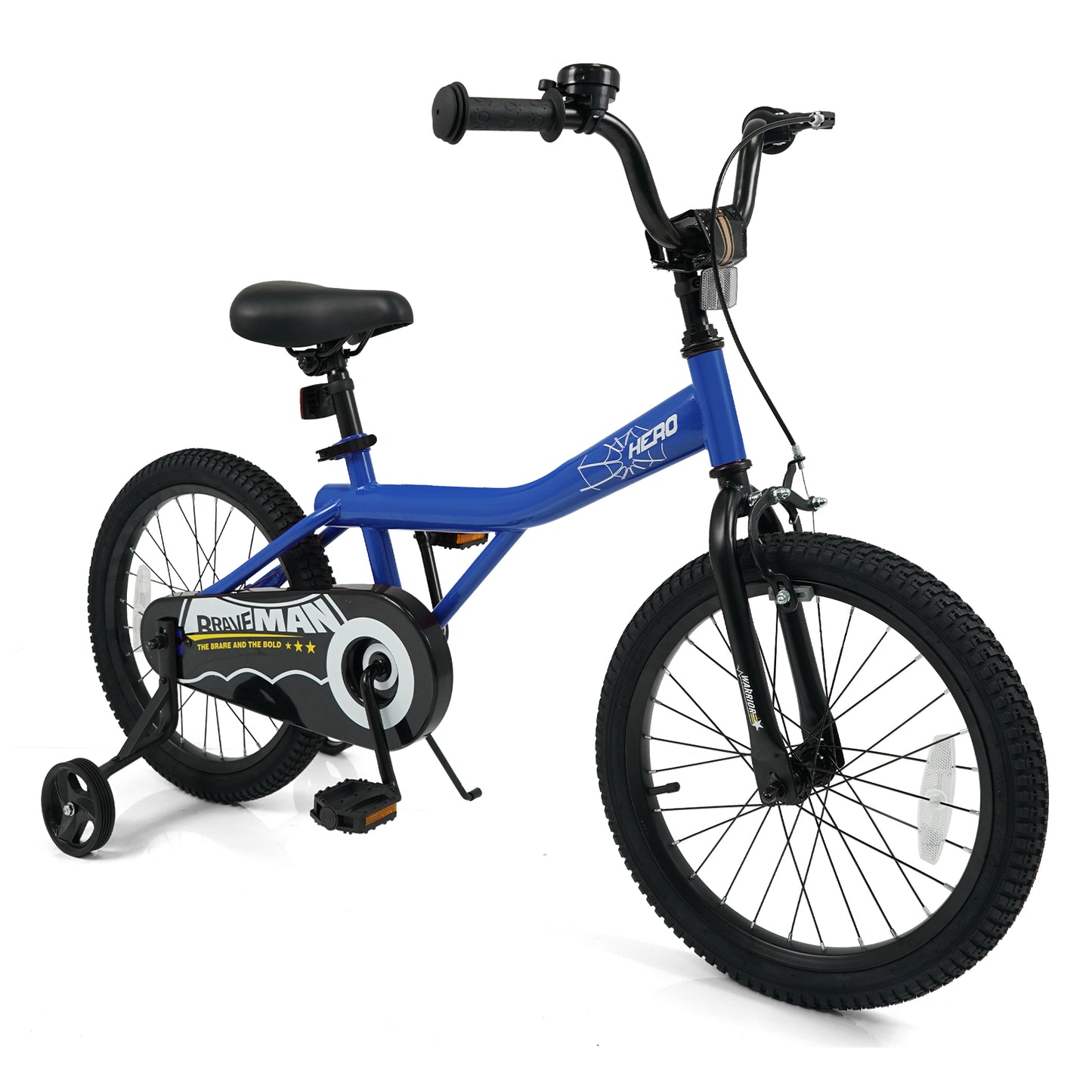 18-Inch Kids Bike with Removable Training Wheels Navy - Brave Hero