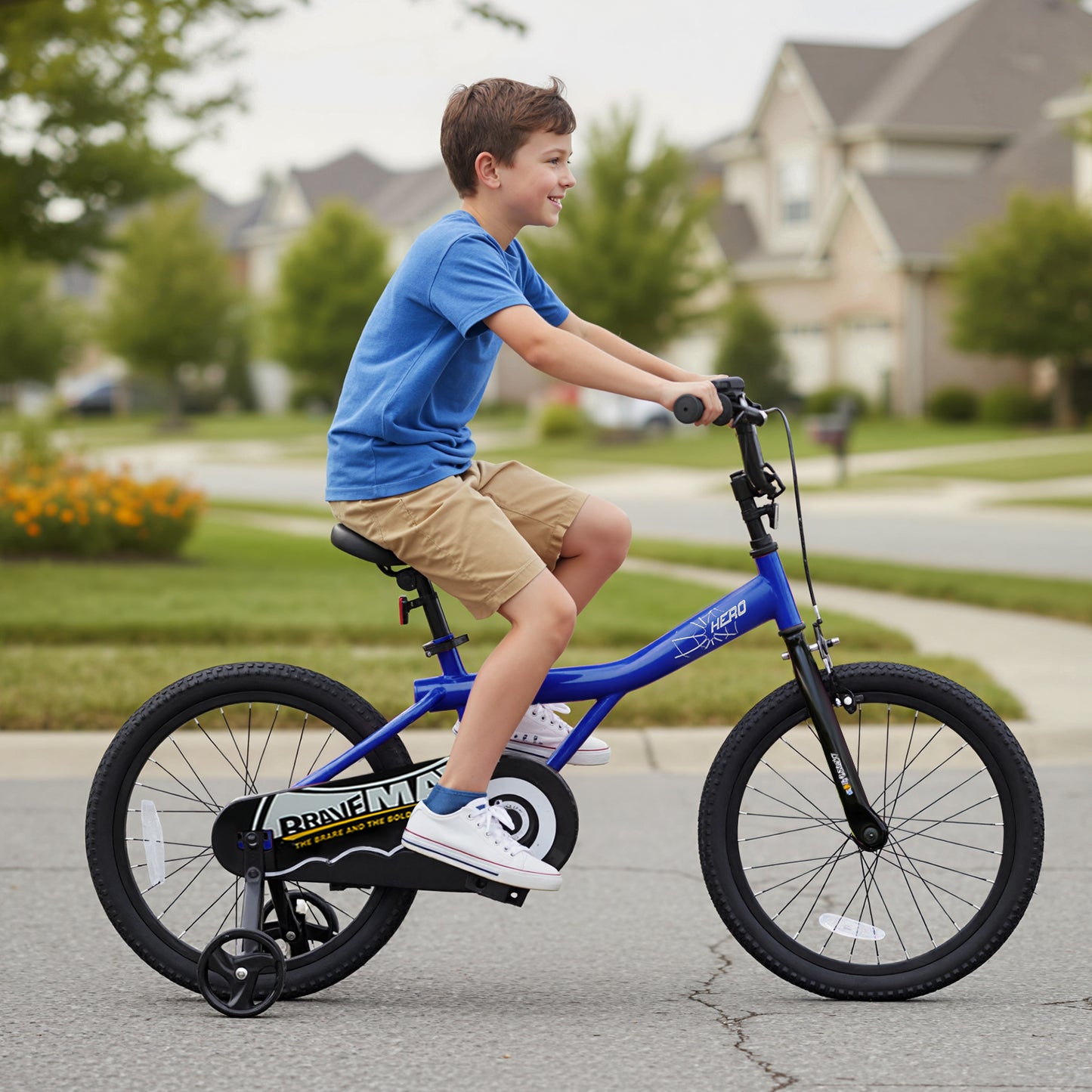 16-Inch Kids Bike with Removable Training Wheels Navy - Brave Hero