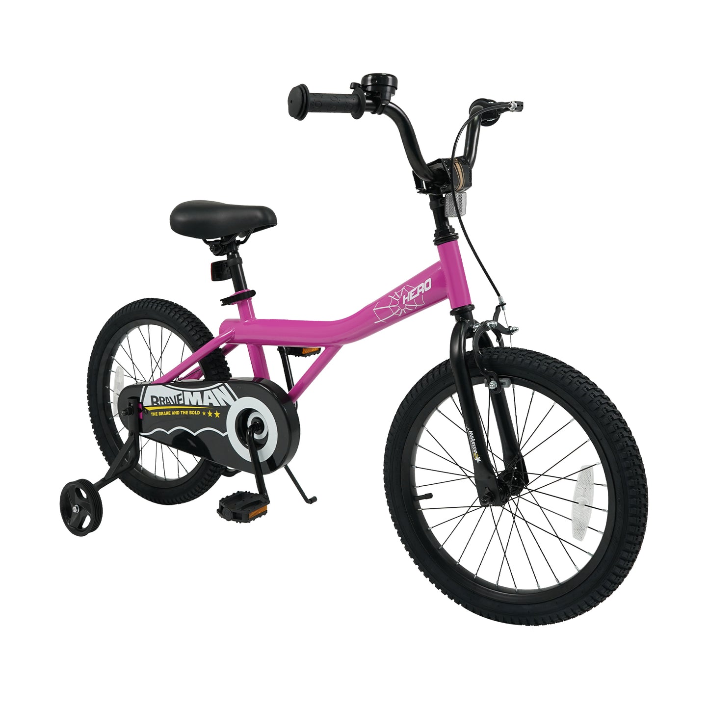 12-Inch Kids Bike with Removable Training Wheels Pink-Brave Hero