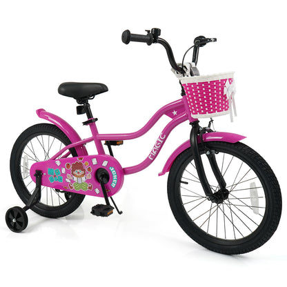18 Inch Kids Bike with Training Wheels for Aged 3-8 Years Old - Magic Rose
