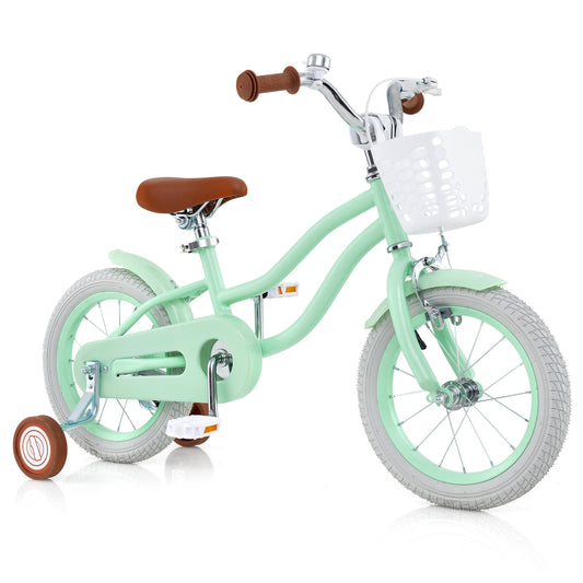 18-inch kids bike with adjustable seat and bell, suitable for children aged 3-8, featuring colorful frame and training wheels.