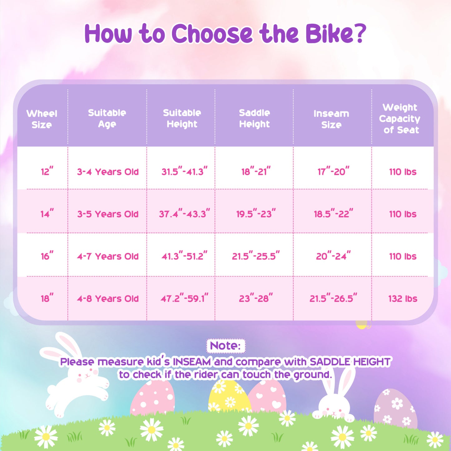 18 Inches Girls Bike with Front Bag and Streamers for 4-8 Years Purple
