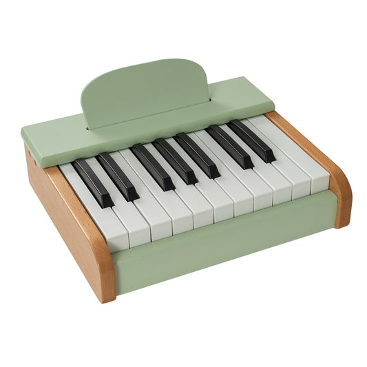 Green 18-key wooden kids' piano with removable music stand, toy musical instrument for children, by Wilsons Home Store.