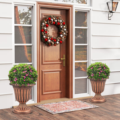 18 inch Tall Vintage Planters Set of 2 with Pedestal Base and Pre-marked Drain Hole-Bronze