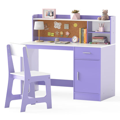 Kids Study Desk and Chair Set Student Table and Chair-Natural