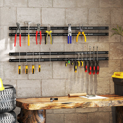 18 Inch Magnetic Tool Holder Strip with Mounting Screws-Black