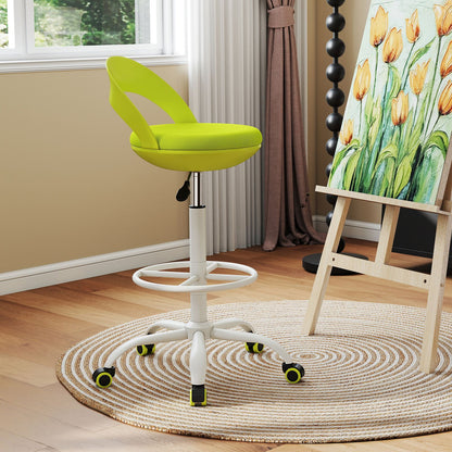 Drafting Stool Rolling Tall Desk Chair with Wheels-Green