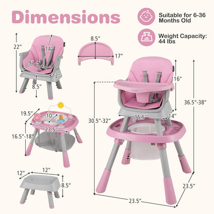 16-in-1 Baby High Chair with Activity Center and Booster Seat for Babies and Toddlers-Grey
