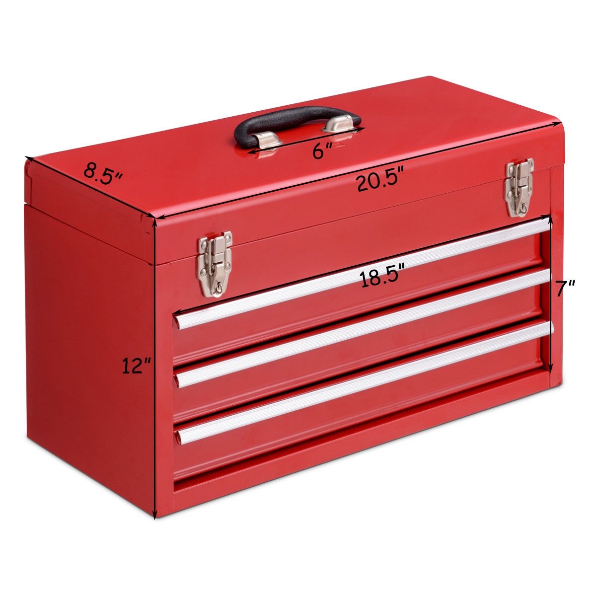 Portable Garage Mechanic Tool Cabinet Box with 3 Drawers-Blue