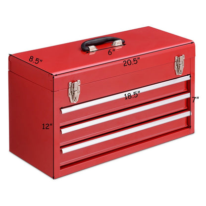 Portable Garage Mechanic Tool Cabinet Box with 3 Drawers-Blue