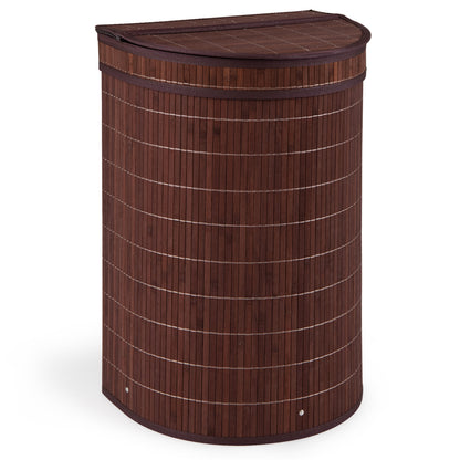 Brown 19-gallon bamboo laundry hamper with zippered lid, ideal for bath and laundry storage, by Direct by Wilsons Home Store.
