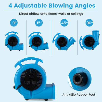 1/2 HP Air Mover 3-Speed 2800 CFM Commercial Blower Fan-Blue