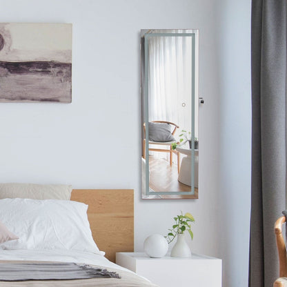 Door Wall Mount Touch Screen Mirrored Jewelry Cabinet-Black