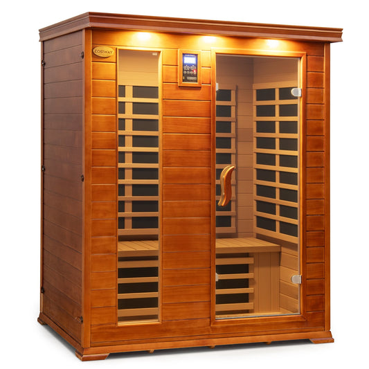 3 Persons Infrared Sauna Canadian Hemlock and Red Cedar Wood Far Infrared Sauna Room
