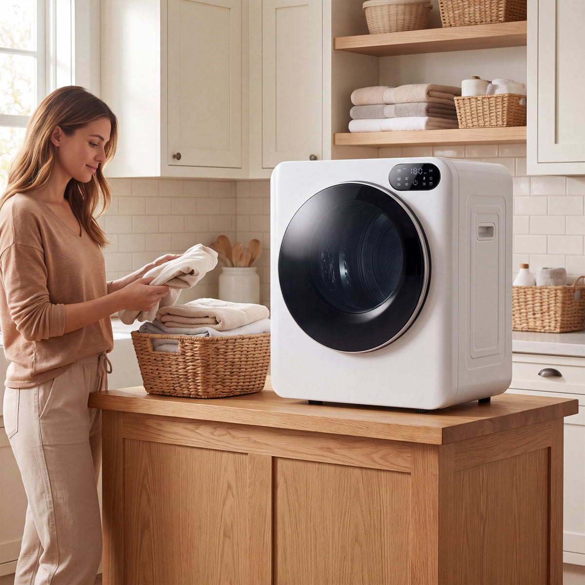 1.5 Cu.Ft White Portable Clothes Dryer with LED Control-White