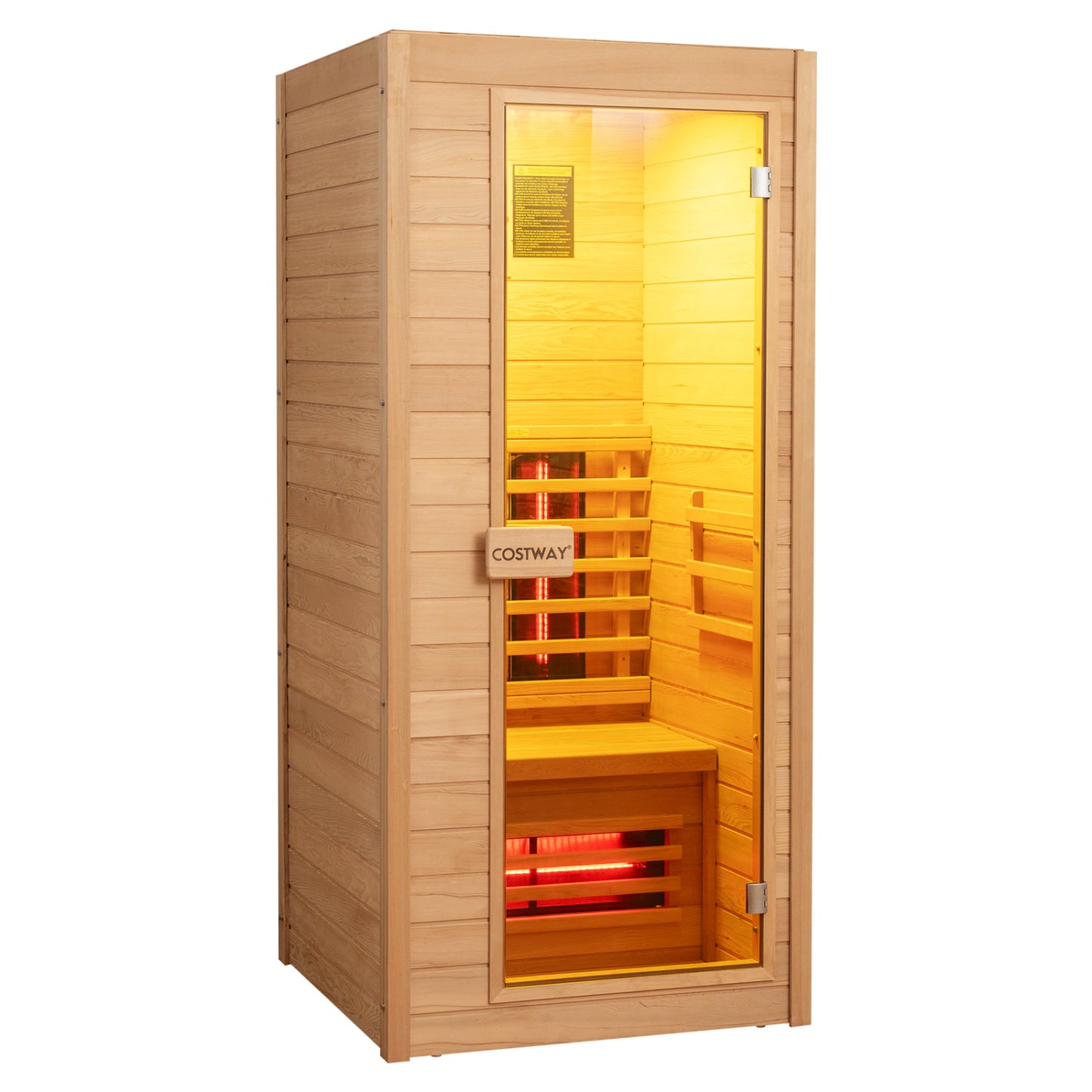 1 Person Far Infrared Sauna Canadian Hemlock Wood Indoor Home Sauna Room