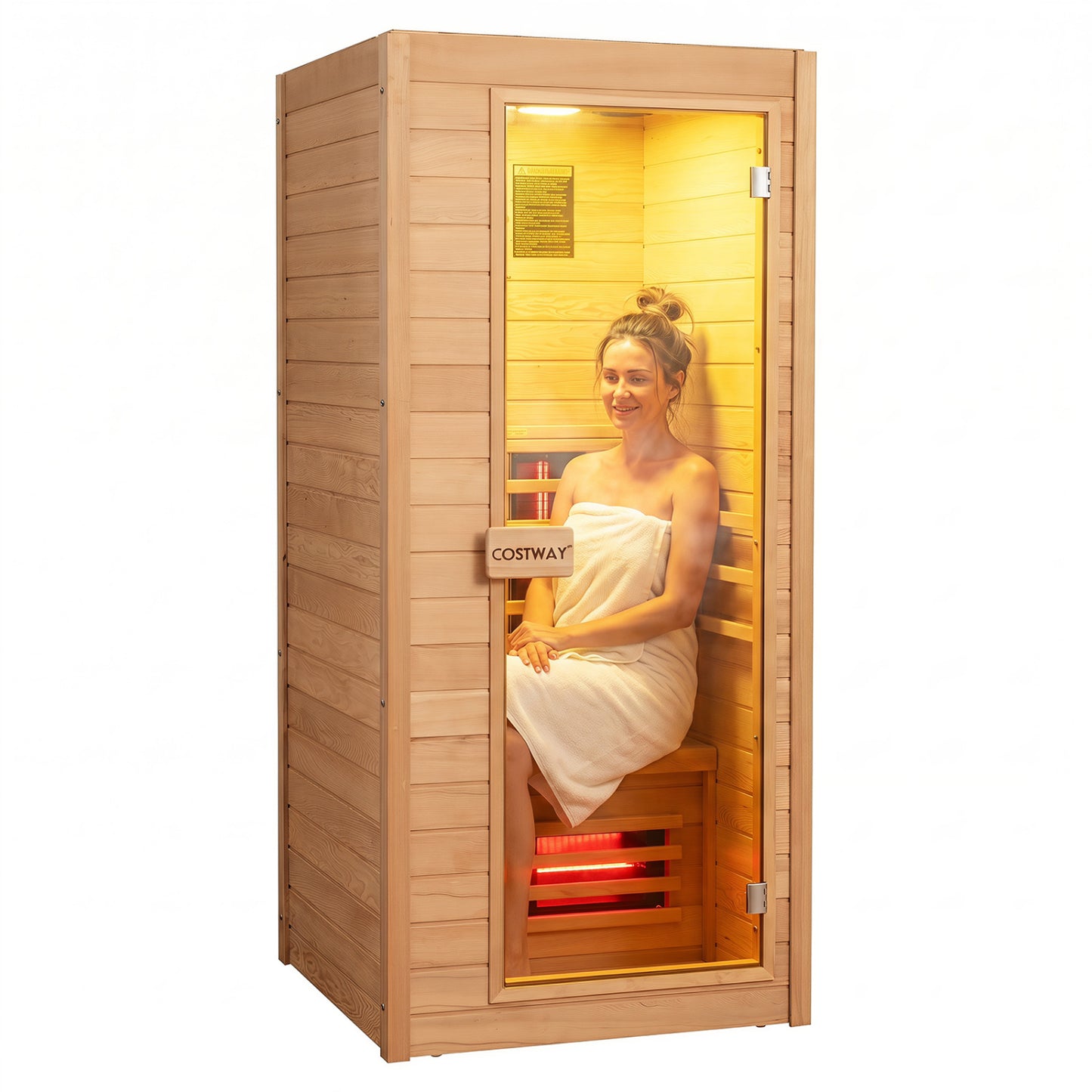 1 Person Far Infrared Sauna Canadian Hemlock Wood Indoor Home Sauna Room