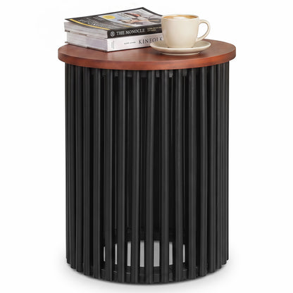 1 Piece Elegant Wooden Round Coffee Table for Living Room and Home Office-Walnut