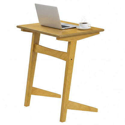 1 Piece Wood Sofa Side Table C-shaped End Table with Wood Veneered Top