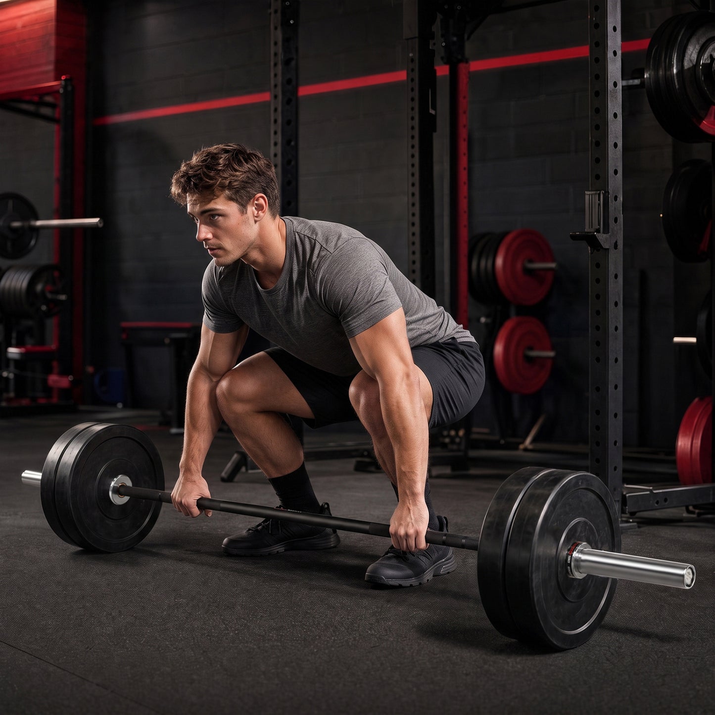 2000 lbs Weight Lifting 7FT Olympic Bar for Olympic Plates for Squats and Home Gym-Black