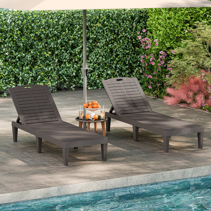 Outdoor PP Chaise Lounge Chairs Set of 2 with 4-Position Adjustable Backrests-Black