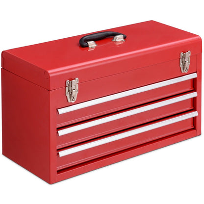 Portable Garage Mechanic Tool Cabinet Box with 3 Drawers-Blue