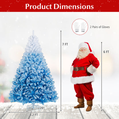 2025 New Artificial Christmas Tree with 456 Branch Tips and Folding Metal Stand-7FT