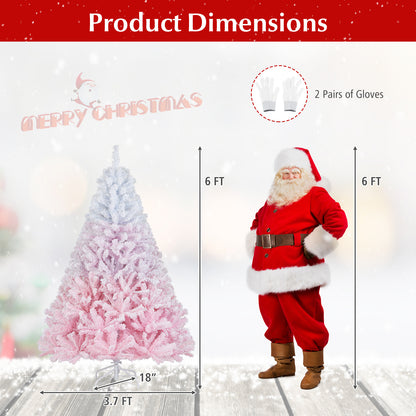 2025 New Artificial Christmas Tree with Folding Metal Stand and 456 Branch Tips-6FT