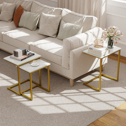 3 Pieces Multifunctional Coffee End Table Set-Brown