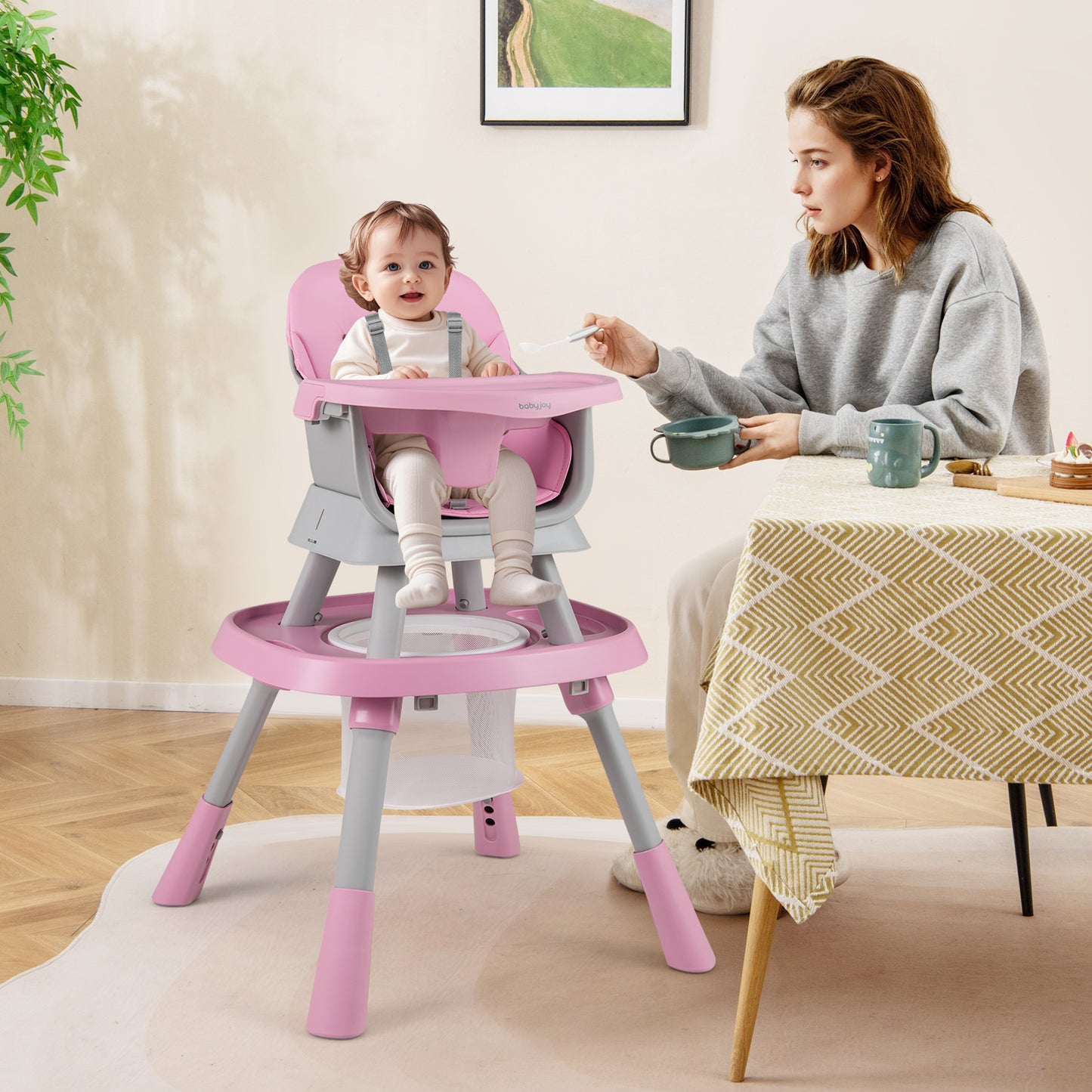 16-in-1 Baby High Chair with Activity Center and Booster Seat for Babies and Toddlers-Grey