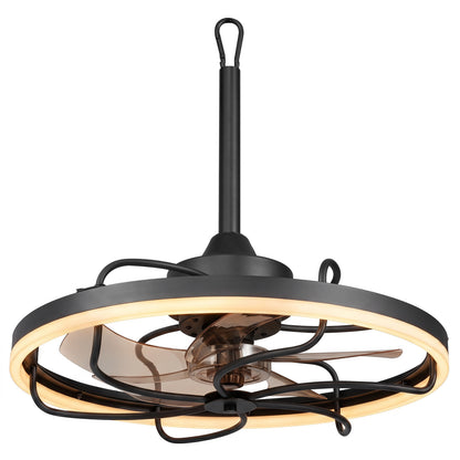 20” Celling Fan with Dimmable LED Light 6 Speeds and Timer-Black