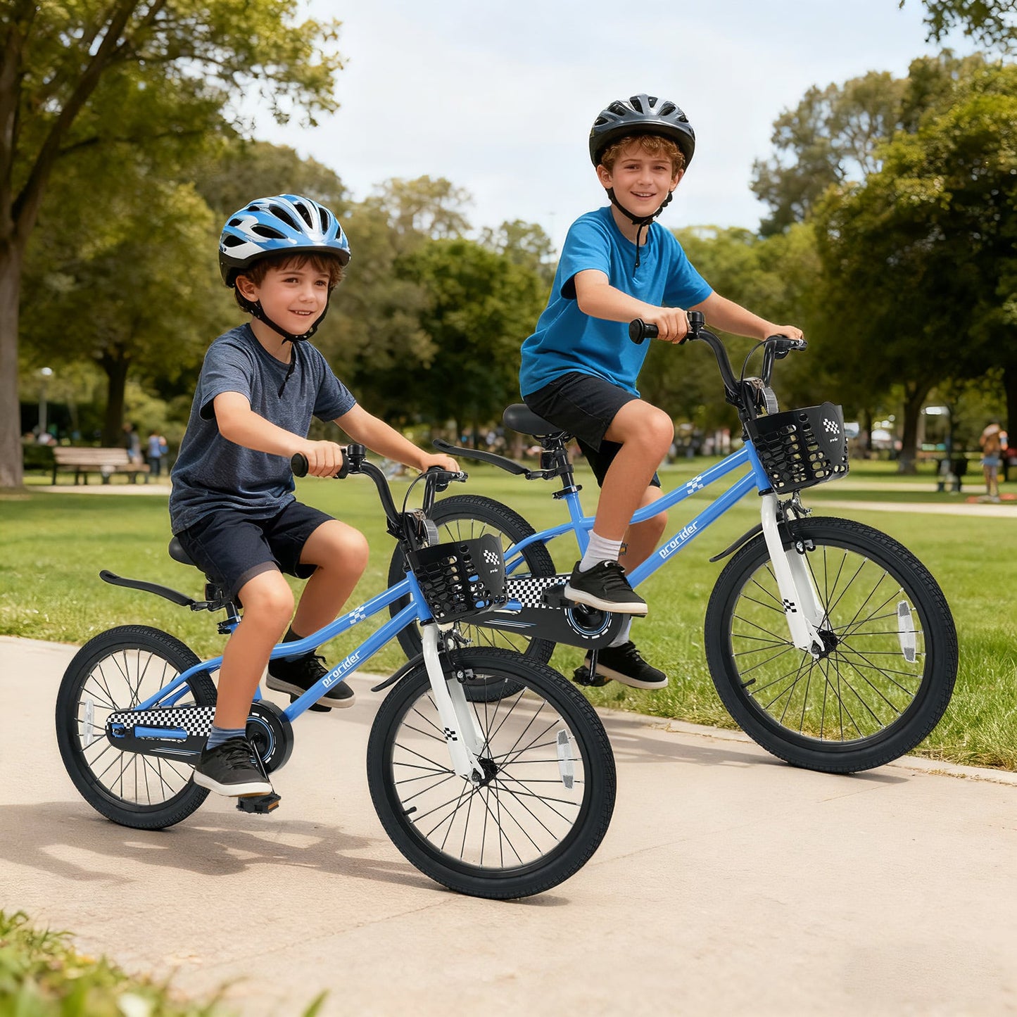 20 Inch Kids Bike Adjustable with Kickstand and Storage Basket for Aged 8+ Years-Navy