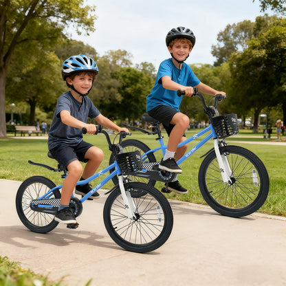 20 Inch Kids Bike Adjustable with Kickstand and Storage Basket for Aged 8+ Years-Navy