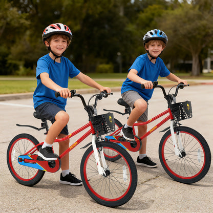 20 Inch Kids Bike Adjustable with Kickstand and Storage Basket for Aged 8+ Years-Navy