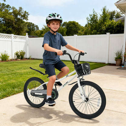 20 Inch Kids Bike Adjustable with Kickstand and Storage Basket for Aged 8+ Years-Navy